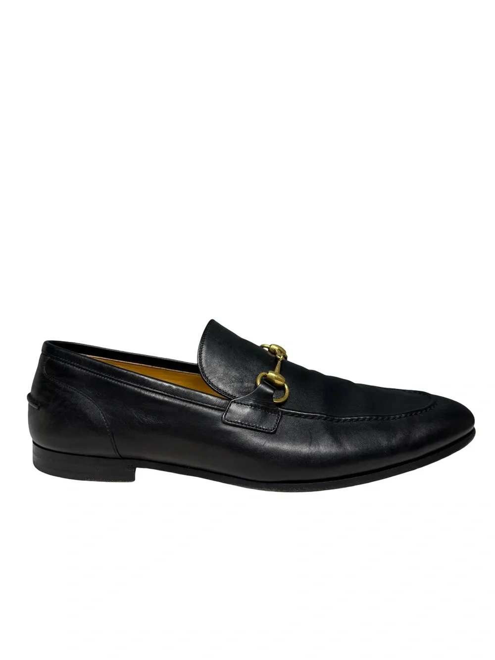 Gucci Jordaan Black Leather Horsebit Loafers Mens 10.5 Designer Luxury Italian